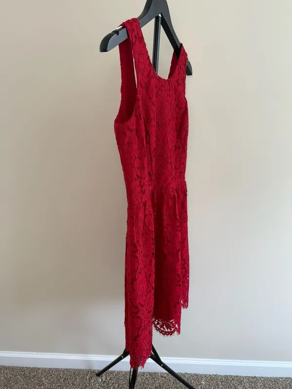 LOFT‎ Red Lace Sleeveless Mini Dress-4P - Image 3