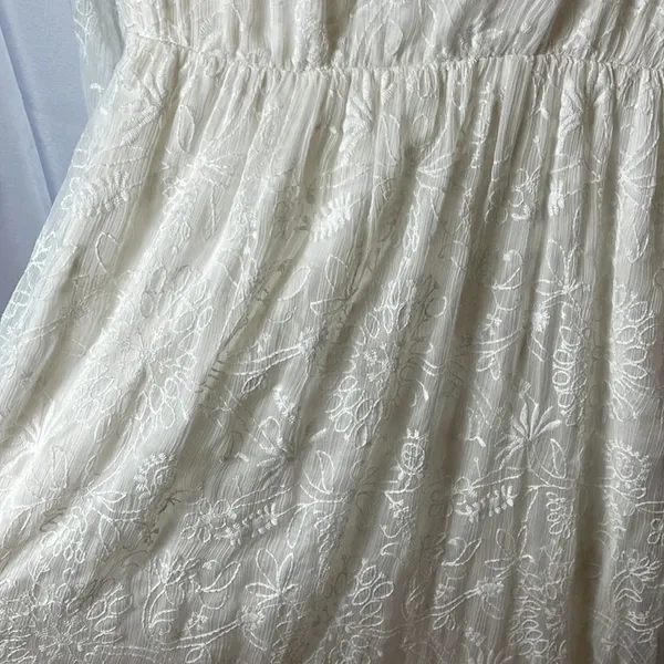 ModCloth Ivory Lace Maxi Dress Long Sleeve Sheer Overlay Lined Size S - Image 8