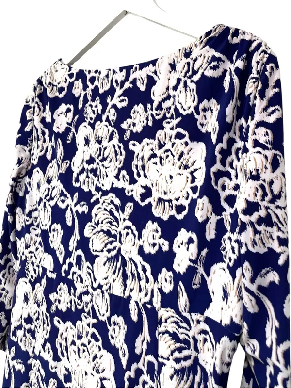 Lauren Ralph Lauren Blue White Floral Print Faux Wrap Dress Size 14 women’s - Image 8