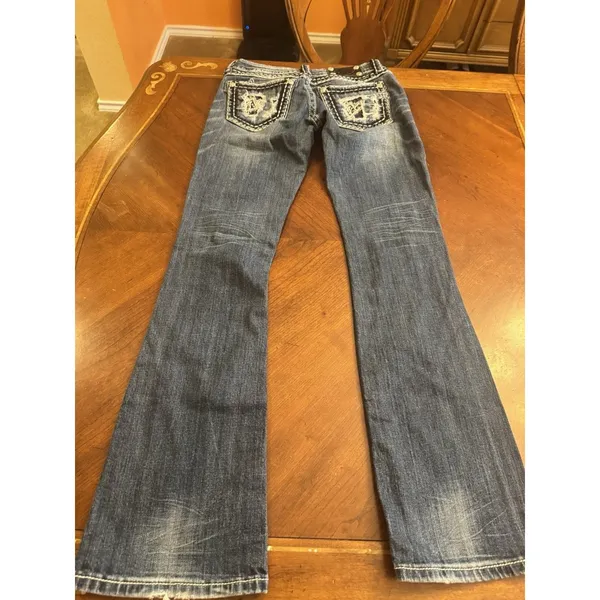 Miss Me Jeans, Women's Size 26, Blue, Denim, Gems Back Pocket, Flared - Image 3