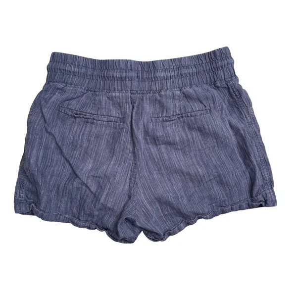 Athleta Cabo Linen Textured 4" Shorts Womens 6 Blue Excellent Drawstring Pockets - Image 3