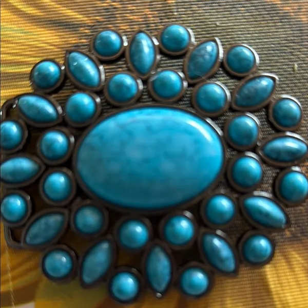 Turquoise and Bronze Belt Buckle with Striking Design - Image 3