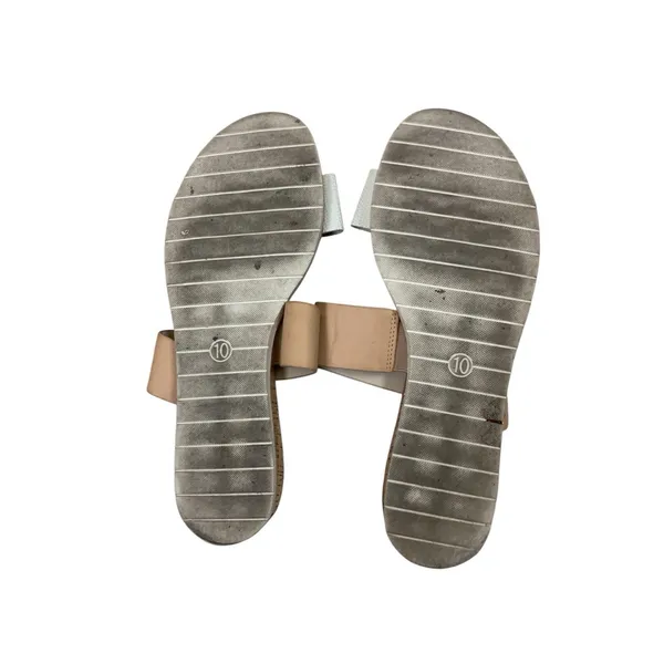 A‎ New Day Tan White Double Strap Slide Sandals Comfort Cork Platform Boho 10 - Image 4