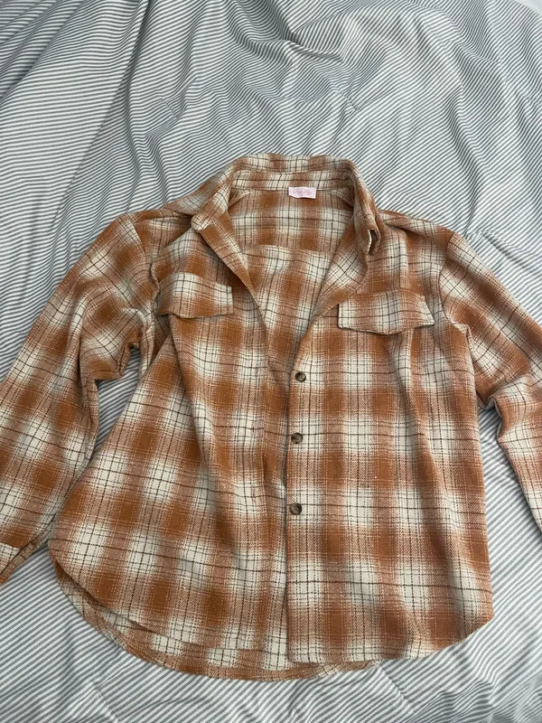 Flannel plaid fall orange - Image 2
