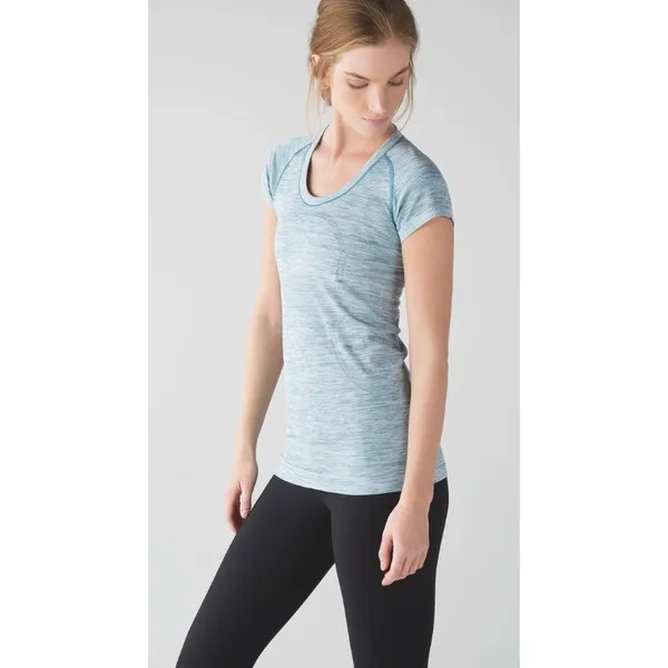 Lululemon Women's Swiftly Tech Short Sleeve‎ Scoop Heathered Tofino Teal Sz 8 - Image 2