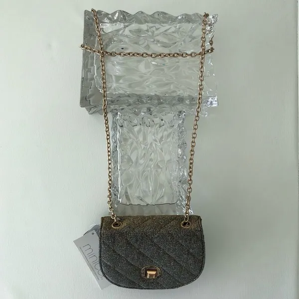 LONG CHAIN CROSSBODY GOLD GLITTER SHOULDER BAG Purse Evening Occasion Bag - Image 13