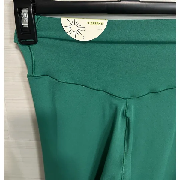 Offline by Aerie Real Me Kelly Green Flare Legging Pant High Rise Cross Front S - Image 2