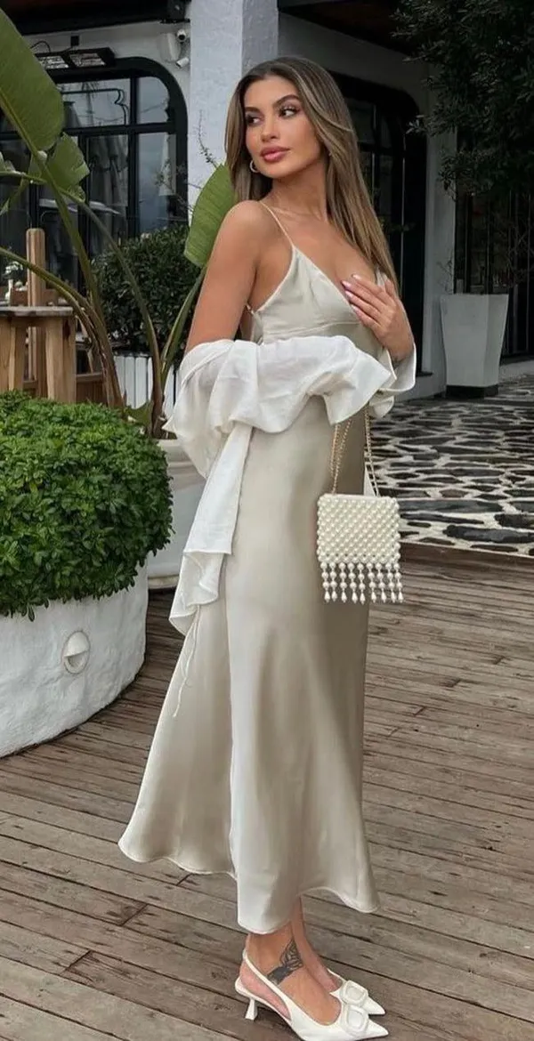 ZARA dress satin effect maxi midi slip on wedding party cocktail - Image 2