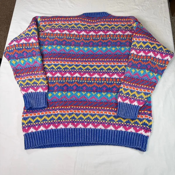 VTG Marsh Landing womens heavy vibrant stripe pattern sweater. Size L. 90s. - Image 4