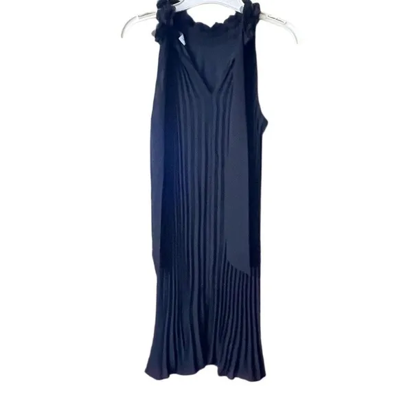 Nicole Miller New Your size XS halter necklace. Black chiffon. - Image 2