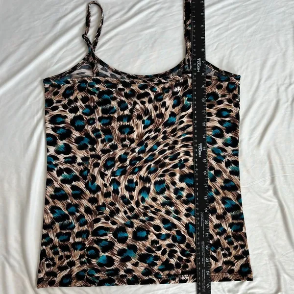 2000s Vintage Clear Sky Brown Blue Leopard Print Cami‎ Tank Top Y2K Summer Small - Image 8