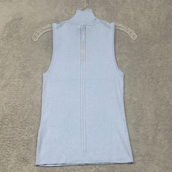 Madewell Top Womens Medium Merino Wool Silk Sweater Tank Mockneck Blue NS653 - Image 7