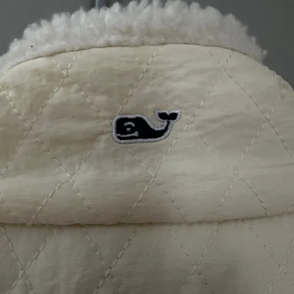 Vineyard Vines Women’s S Ivory Full Zip Vest Pockets Logo Sherpa Solid - Image 5