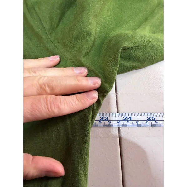 Thinking Mu‎ Fresia Dress Women's L Green Hemp Tencel Tiered Midi Lagenlook Boho - Image 11