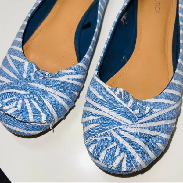 Bayard Blue & White Striped Knotted Slip-on Flats - Image 3