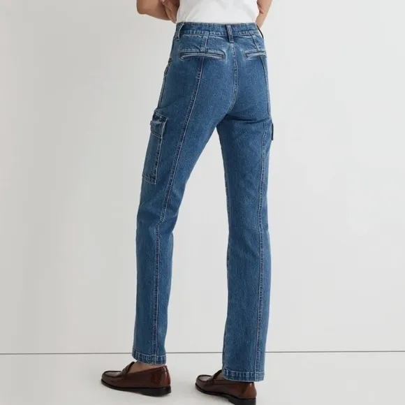 Madewell 90s Straight Cargo Jeans Size‎ 26 Blue Denim High Rise Utility Pockets - Image 2