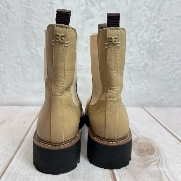 Sam Edelman Combat Boots Laguna Chelsea Waterproof Tan Leather Chunky Heel - Image 4