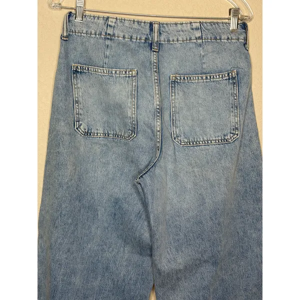 Old Navy High Rise Baggy Wide Leg Jeans Size 2 Denim Patch Pocket - Image 8