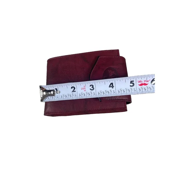 Buxton Burgundy Leather Credit Card Wallet Top Grain Cowhide Snap Closure - Image 9