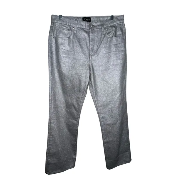 J.Crew Collection‎ Women's Straight Slouchy Jean Metallic Silver Size 28 BT619 - Image 3