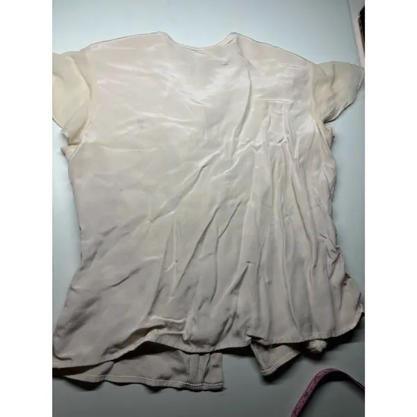 Jones New York Petite Sheer Ruffle Blouse - Cream - Image 5