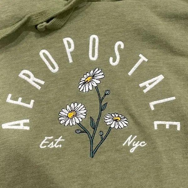Aeropostale Daisies Fleece Pullover Floral Hoodie Sweater XL Casual Loungewear - Image 3