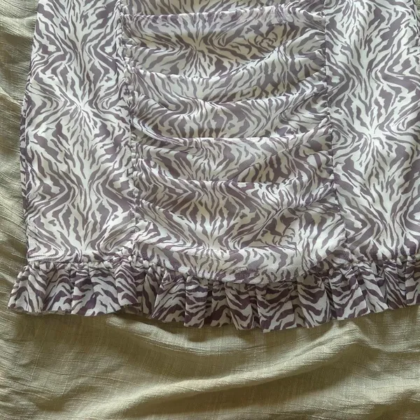 Free People Y2K Zebra Ruffle Ruched Micro Mini Skirt XS nwt - Image 2