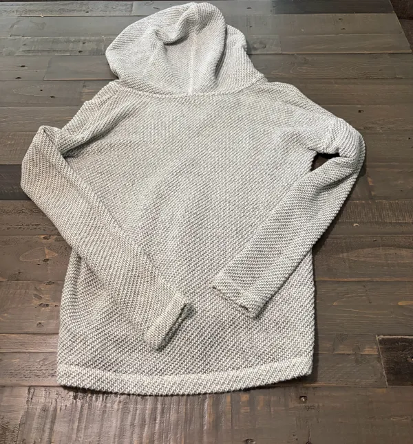 American Eagle Outfitters Women’s XS Knit Hoodie Sweater Gray White Pullover - Image 5