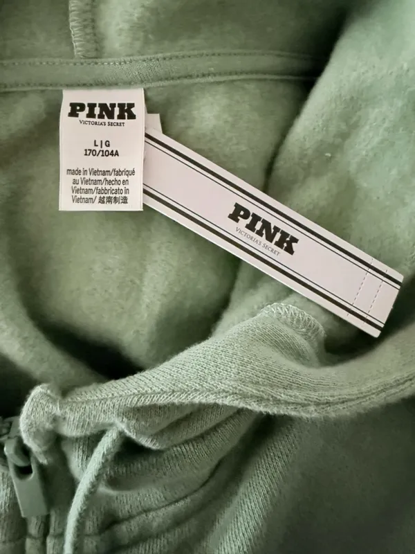 VICTORIA’S SECRET PINK Beverly Hills Zip Up Ivy Fleece Full Zip Hoodie Green L - Image 6