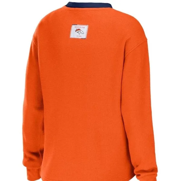 Denver Broncos WEAR by Erin Andrews Woman's Henley Long Sleeve T-shirt B5 - Image 2