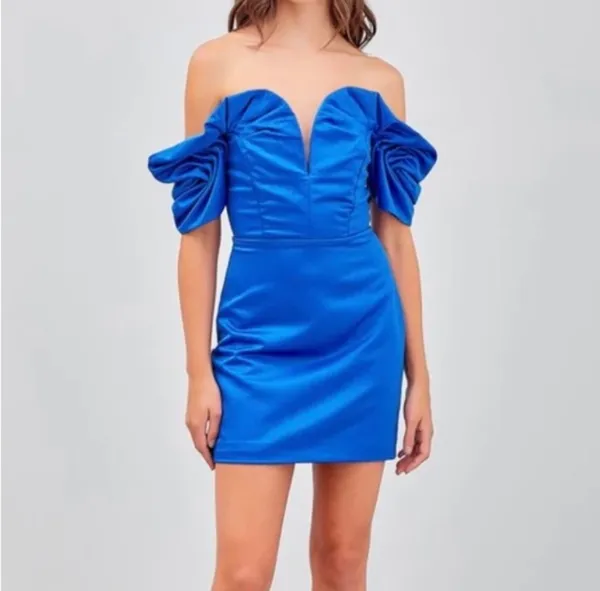 RUFFLE OFF SHOULDER DRESS Royal Blue cocktail dress DO + BE - Image 11