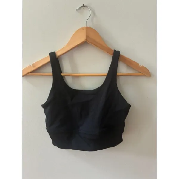 Nike Women’s Small Black Ribbed Longline Sports Bra Crop Top - Image 2