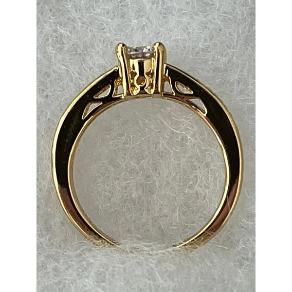 Classic Round High‎ Set CZ Ring Sz 6 Channel Set Accent Stones Pronged Gold Tone - Image 5