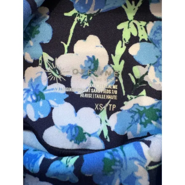 OFFLINE by Aerie Real Me Leggings Womens XS Blue Floral High Rise 7/8 Length - Image 5