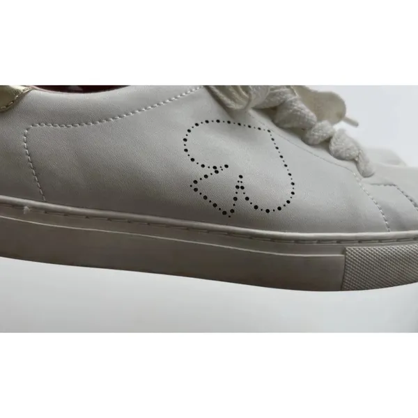KATE SPADE Angelise White Gold Leather Lace Up Low Top Sneakers Size 8B - Image 5