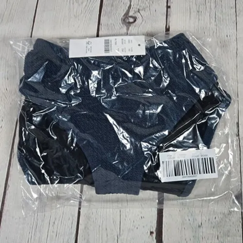 J. Crew‎ Textured curved-waist cheeky bikini bottom in Navy L NWT - Image 9