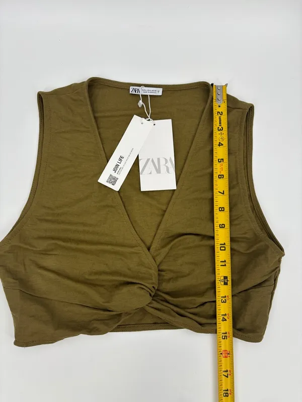 Zara Olive Twist-Front Crop Tank - Image 6