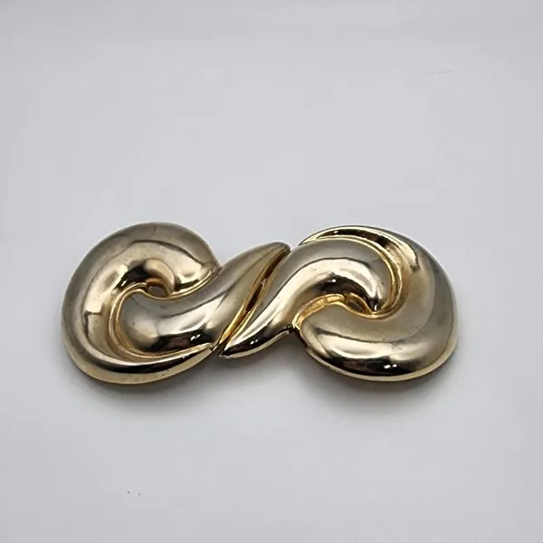 Vintage Dame Gold Tone Modernist Infinity Twist Scroll Belt Buckley - Image 2