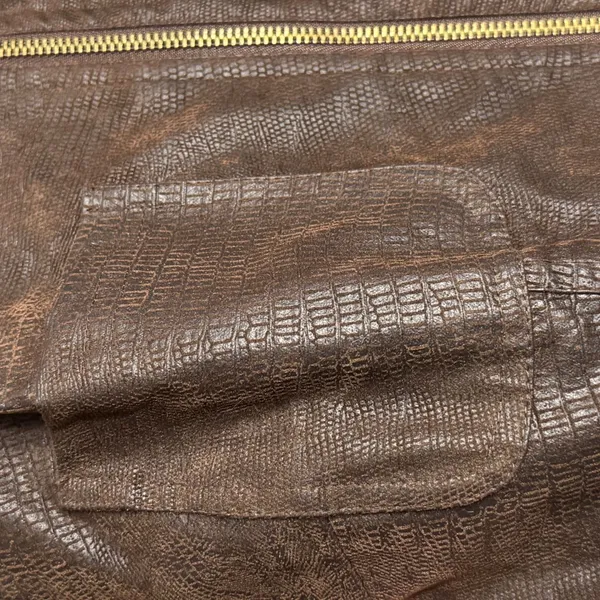 Maggy London Brown Croc Faux Leather Zip Jacket Blazer 6 Chic Mob 80s Vegan Moto - Image 5