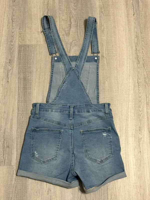Wax Jean Denim Short Overalls - Image 4