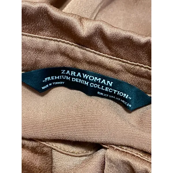 Zara Women's Brown Long Sleeve Button Front Tiered A Line Mini Dress Size XS - Image 5