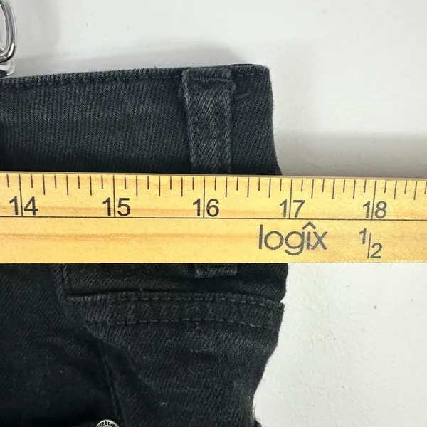 reCreation Black Denim Skort‎ Womens 12 Raw Hem Flexi Fit Comfort Y2K Indie Alt - Image 2