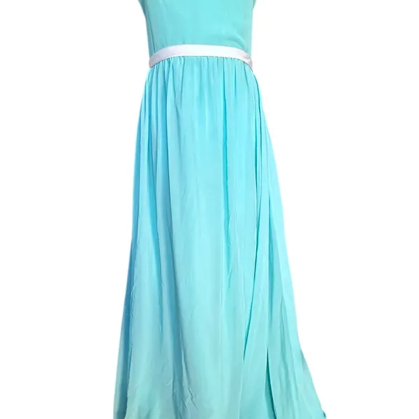 Alfred Angelo Aqua Chiffon Halter Prom Maxi‎ Dress Formal Etheral Flowy Spring - Image 3