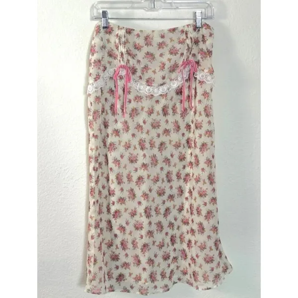 For Love & Lemons Etienne Midi Skirt Small Cottage Coquette Dainty - Image 7