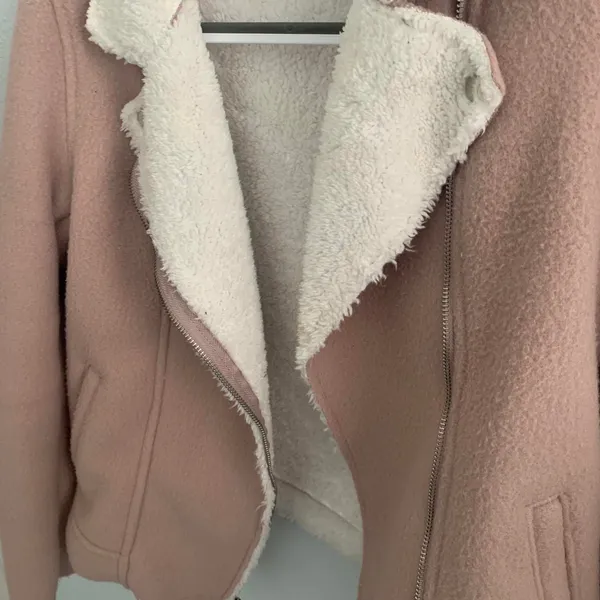 Pink Fur Lined Coat Size M - Image 2