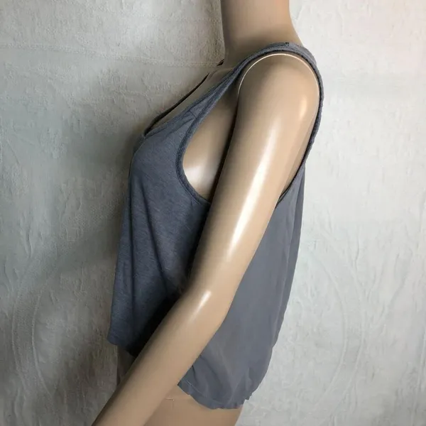 American Eagle Gray Cropped Mesh Tank Top - Image 2