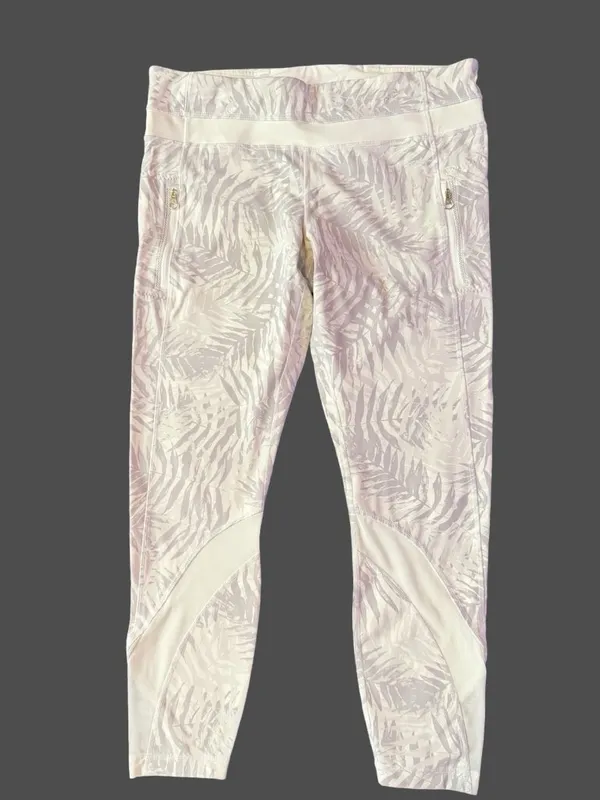 Lululemon Inspire Tight II Mesh Palm Camo White Nimbus 10 Zip Pocket Crop Yoga - Image 5
