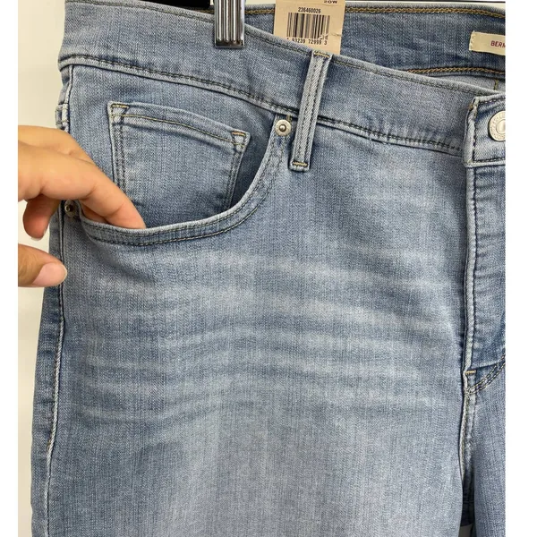 Levi's Blue Shaping Bermuda Jean Shorts 20W Mid Rise Stretch Roll Hem NEW Womens - Image 8