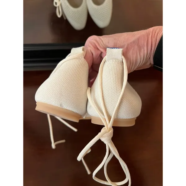 Rothy's Ballet Flats Women 10.5 Vanilla The Wrap Ankle Tie Sustainable Knit Shoe - Image 6