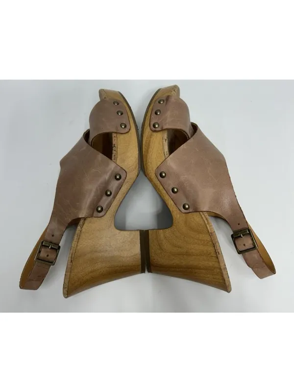 Korks KORK-EASE Platform Block Heel Leather Upper Wedge Sandal 9/40.5 Nude Tan - Image 10